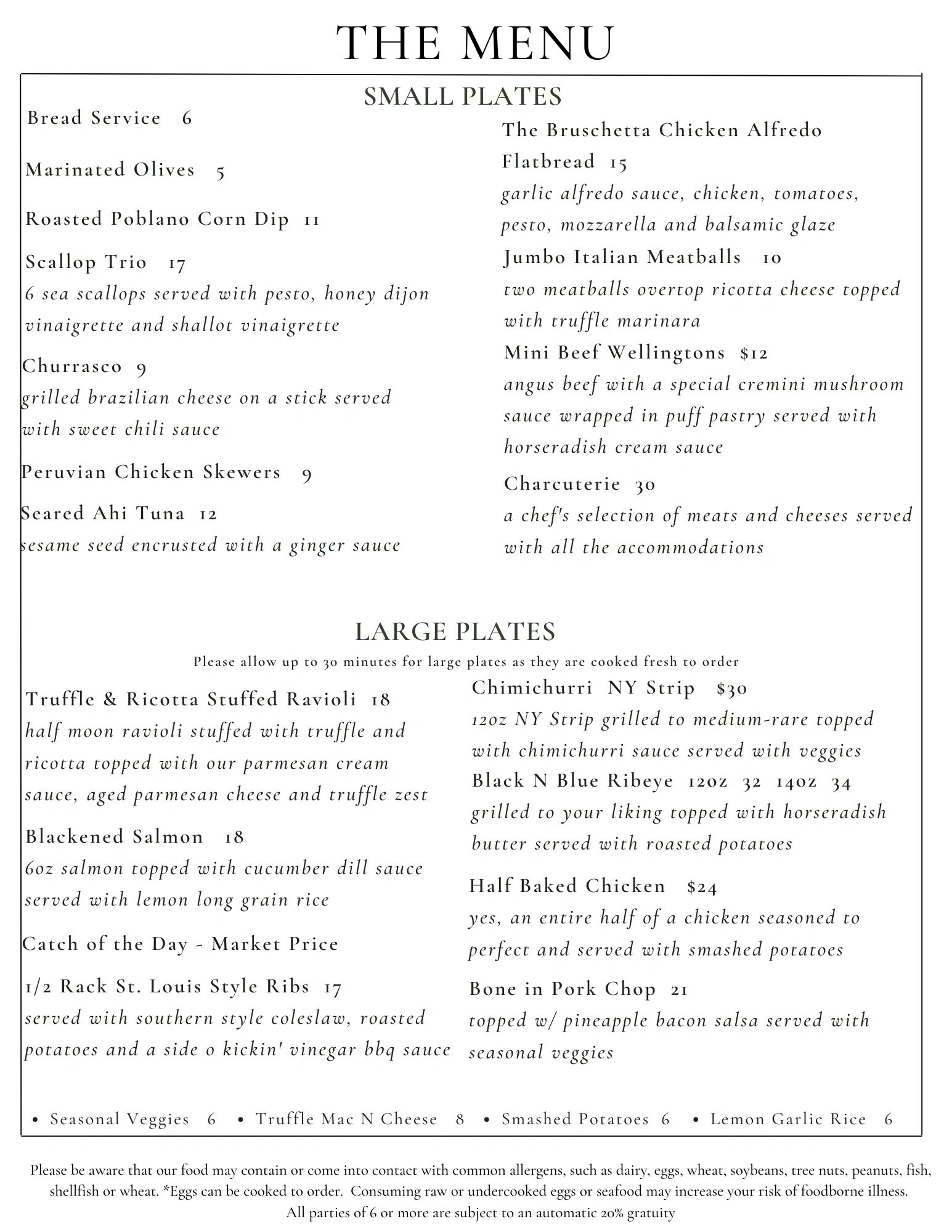 Food Menu City Cellar